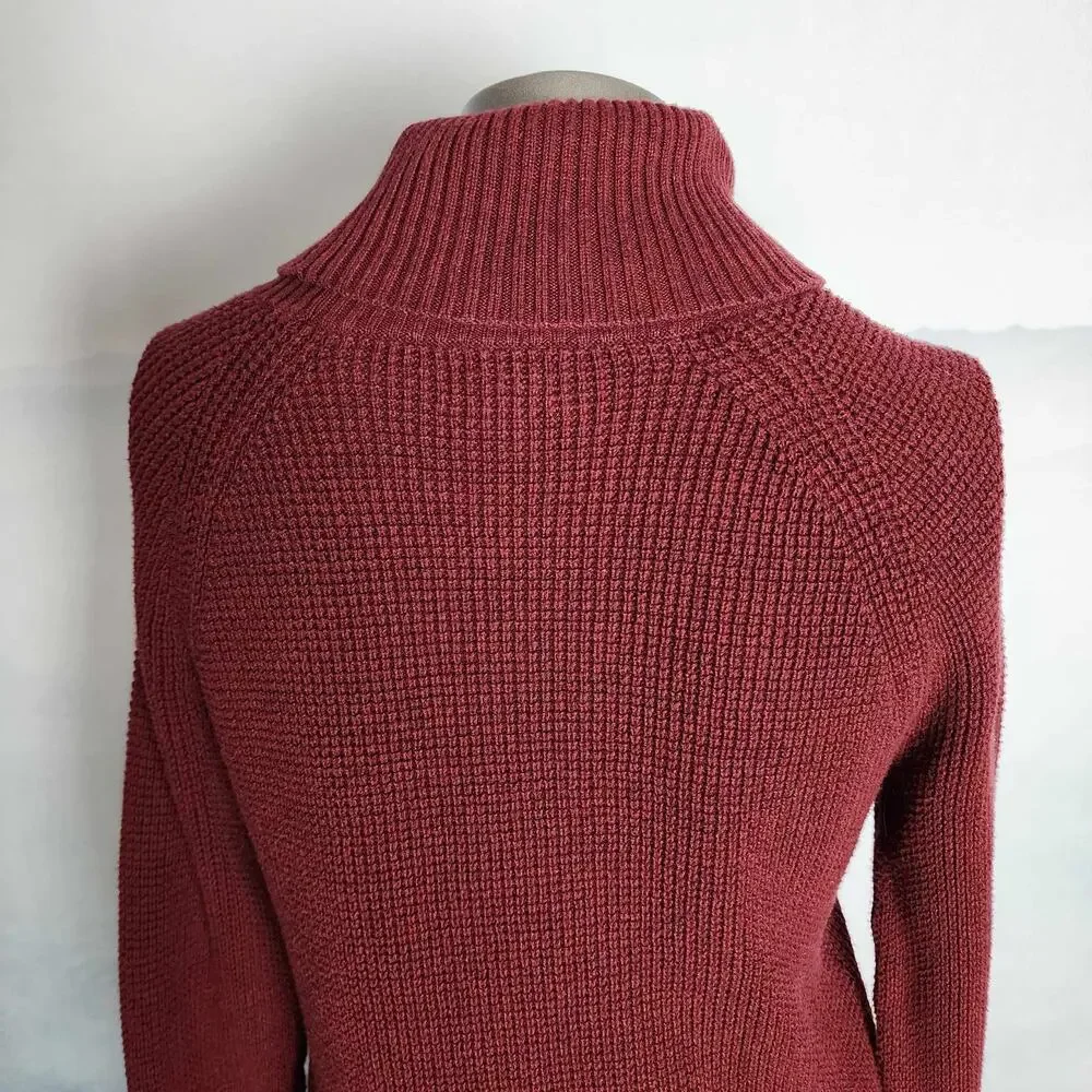 J. Crew Red Knit Turtleneck Ribbed Pullover Sweater | Women's Small